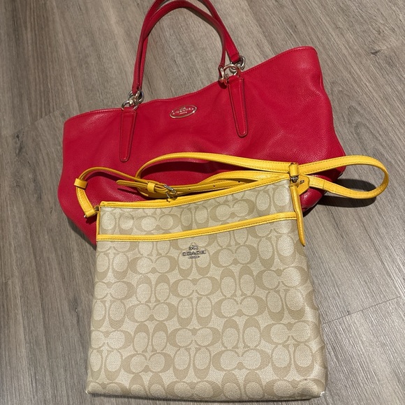 Coach Handbags - Coach Red and Yellow Signature Shoulder Bag Set